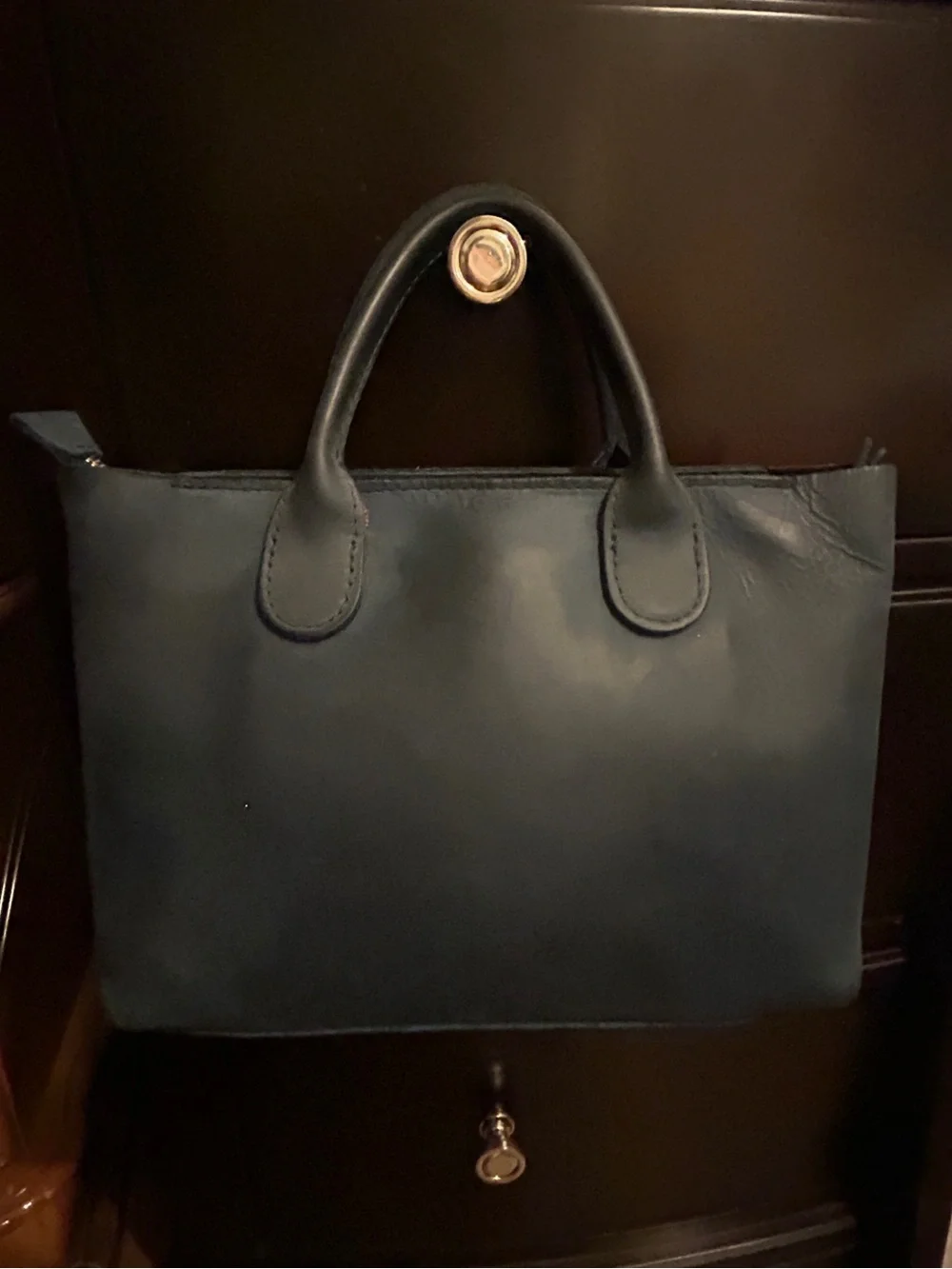 Portland Leather Co. Classic Navy Leather Tote Handbag - Women Bags